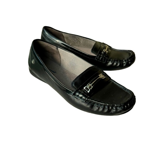 Life Stride Shoes - Life Stride Silver Buckle Black Loafers Flex Stride Memory Foam